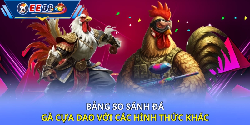 Bảng so sánh đá gà cựa dao với các hình thức khác