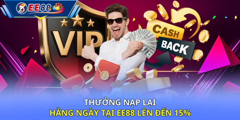 Thưởng nạp lại hằng ngày tại EE88 lên đến 15% 